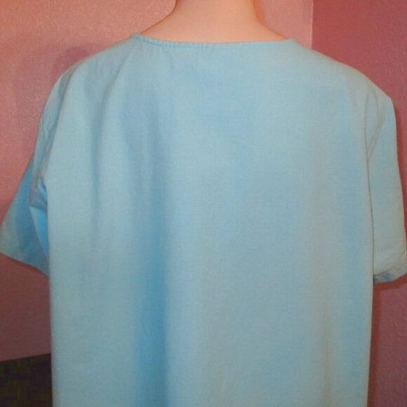 Vtg Jane Ashley Gauze Midi Dress Size 3X Embroidered Sequins Short Sleeves 90s - Picture 8 of 10